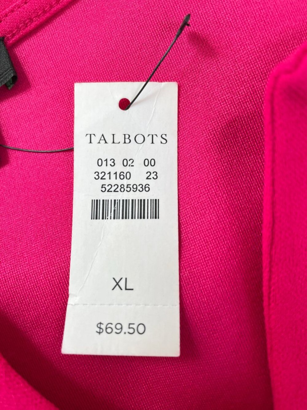 NWT Talbots Hot Pink Pleated Notch Neck Jersey Knit Top XL 3/4 Sleeve - Picture 5 of 9